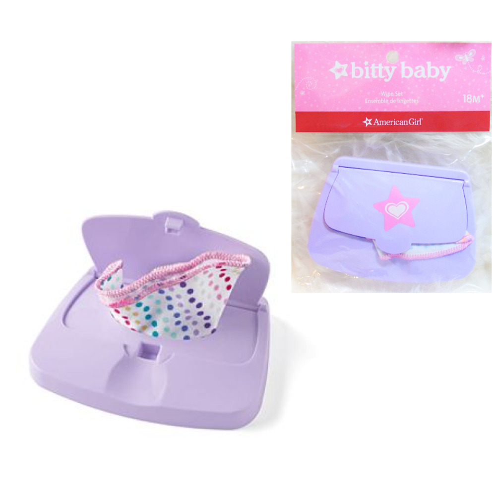 NEW American Girl Bitty Baby Doll Diaper WIPE CASE Container + CLOTH WASH TOWEL
